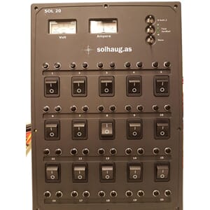 Sikringsskap SOL 12V 15br 2polt V/A + 5 kurser fast